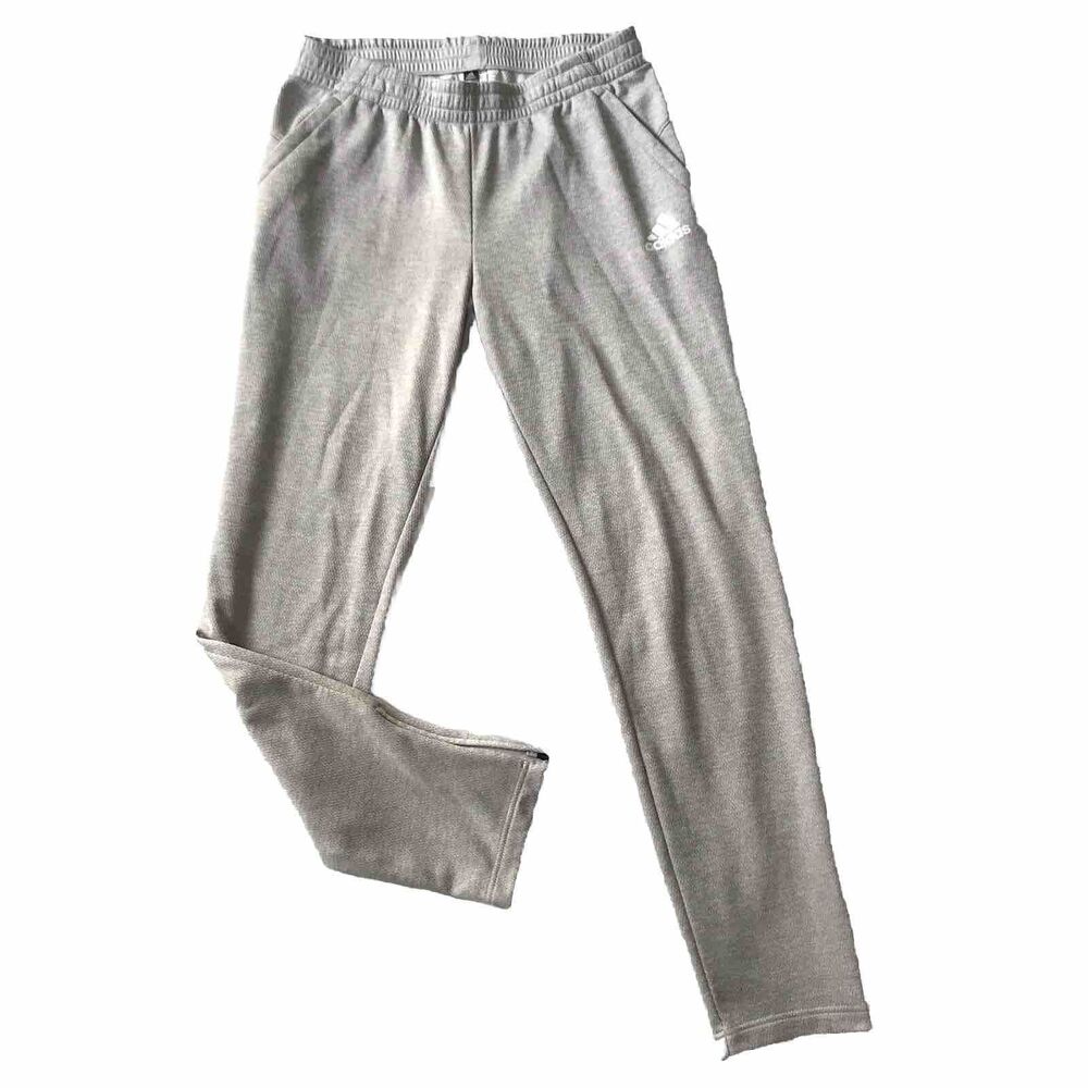 Adidas Track Pants Womens Large Gray Sweatpants Tapered Zip Hems Pockets Logo